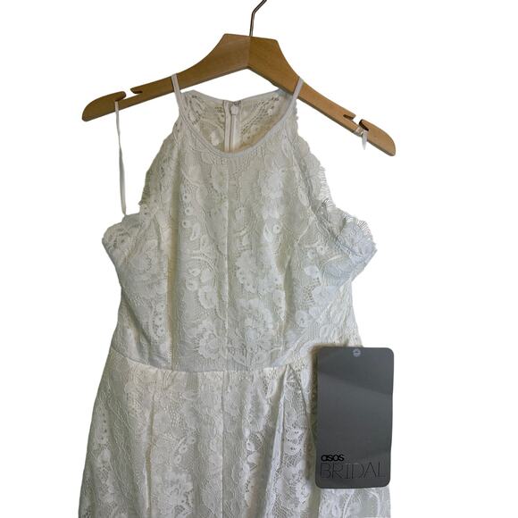 ASOS DESIGN Lace Halter Neck Maxi Wedding Dress Size 12 NEW - Picture 3 of 11